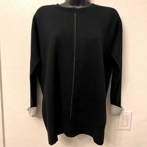 Vince Black and Gray Crewneck Roll Sleeve Tunic Sweater XS